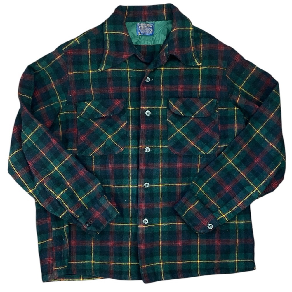 VINTAGE 60s PENDLETON THICK FLANNEL SHIRT SIZE LARGE